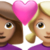 👩🏽‍❤️‍👩🏼 couple with heart: woman, woman, medium skin tone, medium-light skin tone display on Apple